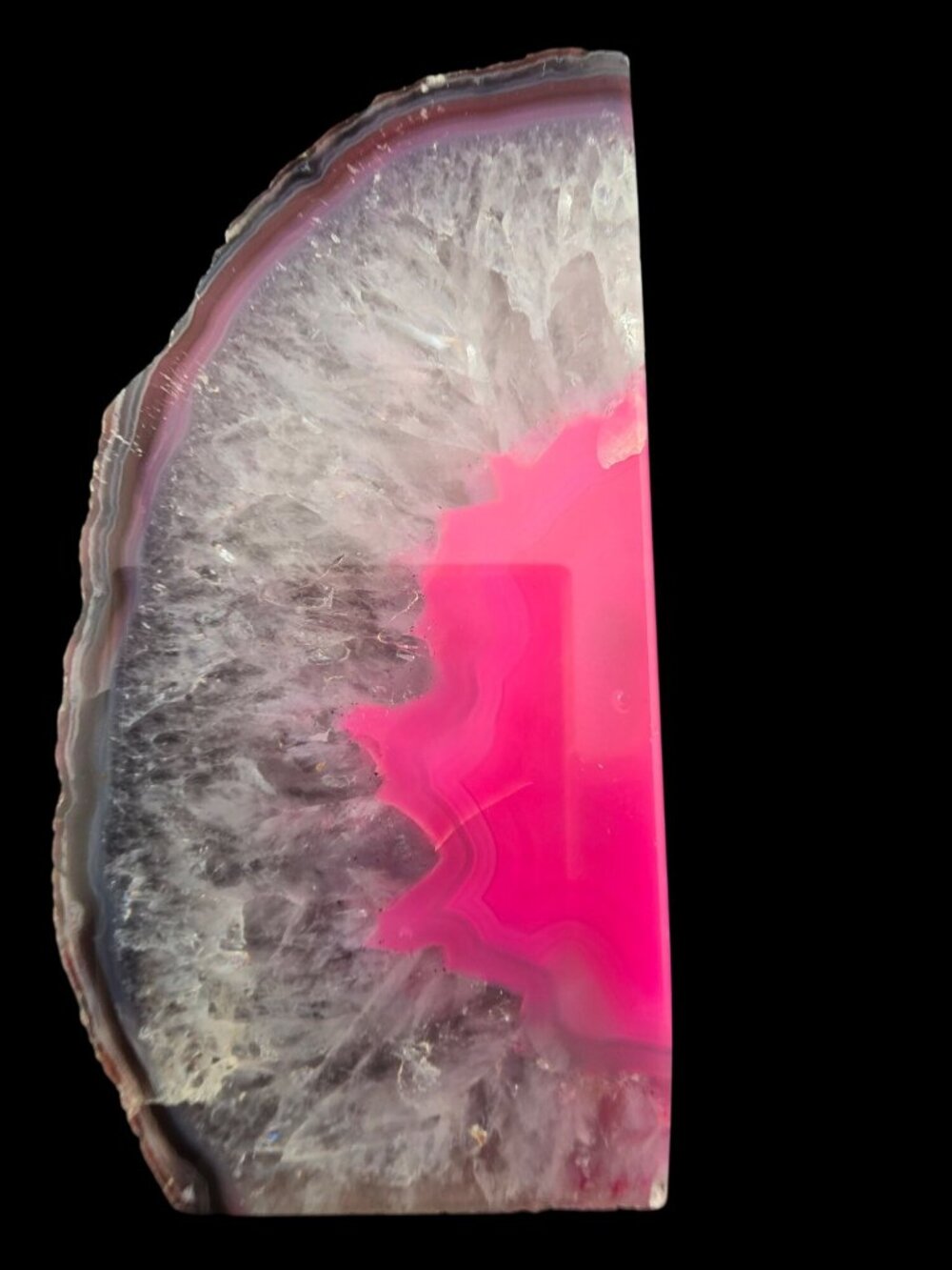 Pink Agate Geode Bookends - Polished Stone Natural Rough Edges - 2-Piece Set - Picture 10 of 16